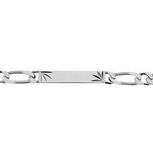 Gourmette en argent maille figaro 1+1 avec diamantage étoilé dans 2 angles - largeur 6mm et longueur 18cm - Vue 2