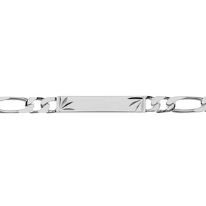 Gourmette en argent maille figaro 1+3 avec diamantage toil dans 2 angles - largeur 6mm et longueur 18cm - Vue 2