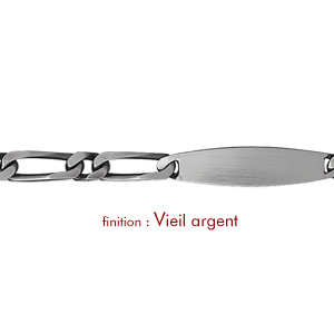 Gourmette en argent maille figaro 1+1 avec plaque ovale largeur 6mm et longueur 18cm - Vue 2