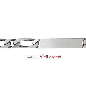 Gourmette en argent maille figaro 1+1 largeur 8mm et longueur 21cm - Vue 2