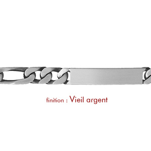 Gourmette en argent maille figaro 1+3 largeur 8mm et longueur 21cm - Vue 2