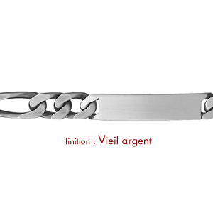 Gourmette en argent maille figaro 1+2 largeur 9mm et longueur 21cm - Vue 2