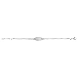 Gourmette pour bébé en argent maille serrée avec plaque ovale et diamantage étoilé dans les coins - largeur 2mm et longueur 13cm + 2cm de rallonge - Vue 2