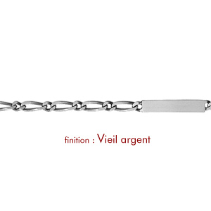 Gourmette pour enfant en argent maille figaro 1+1 largeur 3mm et longueur 14cm + 2cm de rallonge - Vue 2