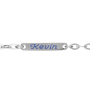 Gourmette pour enfant en argent maille anneaux ovales longueur 17cm réglable - Vue 2