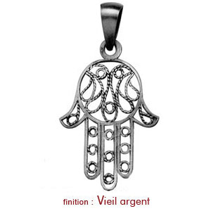 Pendentif en argent main de Fatma ouvragée petit modèle - Vue 2