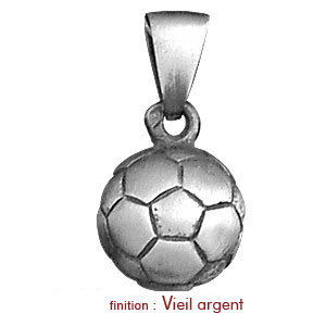 Pendentif en argent rhodi ballon de foot grand modle - Vue 2