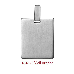 Pendentif en argent plaque G.I. rectangulaire  graver - dimensions 19mm X 25mm - plaque prestige - Vue 2