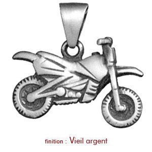 Pendentif en argent moto cross - Vue 2