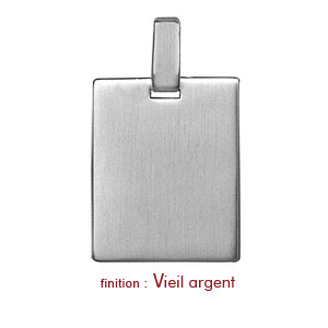 Pendentif en argent plaque G.I. rectangulaire  graver - dimensions 29mm X 23mm - plaque prestige - Vue 2