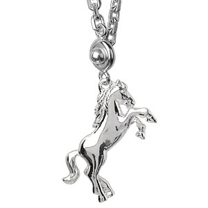 Porte-clef en argent cheval cabré - Vue 2