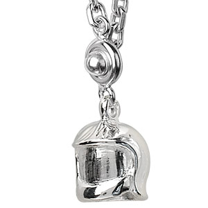 Porte-clef en argent casque de pompier - Vue 2
