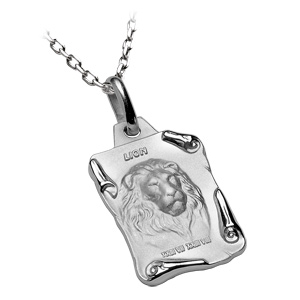 Pendentif en argent brillant parchemin zodiaque Lion - Vue 2