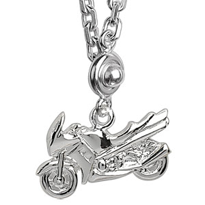 Porte-clef en argent moto de route