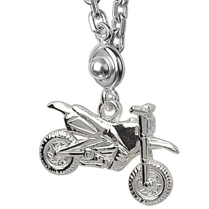 Porte-clef en argent moto cross - Vue 2