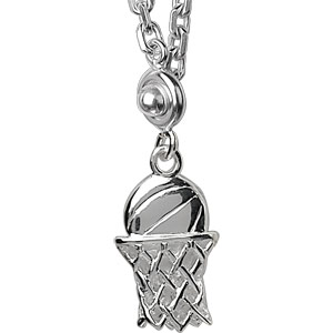 Porte-clef en argent panier de basket - Vue 2