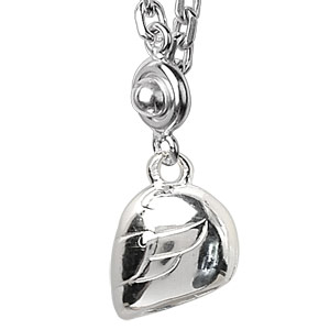Porte-clef en argent casque de moto - Vue 2