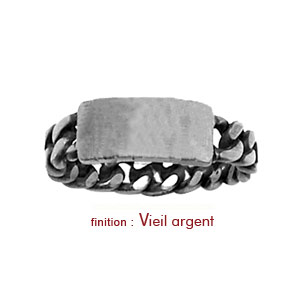 Bague chane en argent avec petite plaque  graver - Vue 2