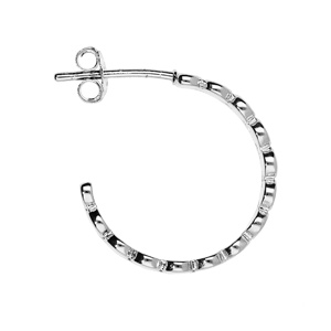 Créoles en argent rhodié fantaisies bohème pastille lisse et fermoir poussette - Vue 2