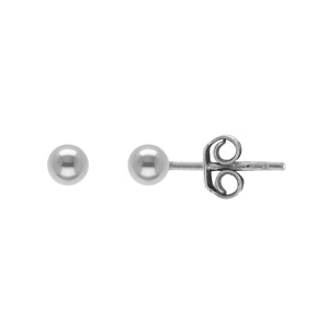 Boucles d\'oreilles en argent boule de 4mm et fermoir poussette - Vue 2