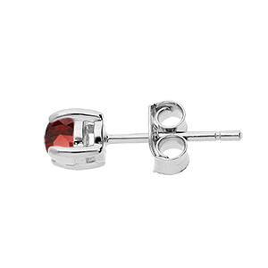 Boucles d\'oreille en argent rhodié avec véritable Grenat 4mm et fermoir poussette - Vue 2