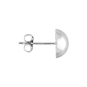 Boucles d\'oreille en argent rhodi demi boule lisse 9mm et fermoir poussette - Vue 2