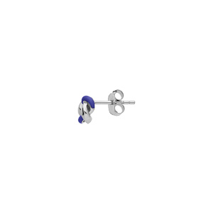 Boucles d\'oreille en argent rhodi noeud de rsine bleue avec fermoir poussette - Vue 2