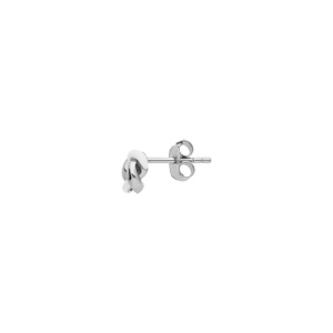 Boucles d\'oreille en argent rhodi noeud de rsine blanche avec fermoir poussette - Vue 2