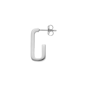 Créoles en argent rectangulaire noire - Vue 2