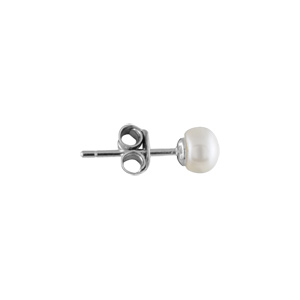 Boucles d\'oreilles en argent rhodié perle de culture d\'eau douce 4,5mm et fermoir poussette - Vue 2