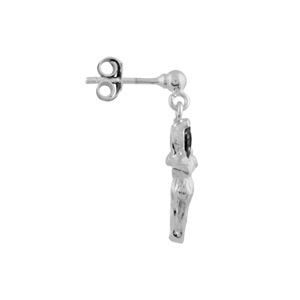 Boucles d\'oreilles pendantes en argent rhodié fée avec ailes en oxydes noirs et fermoir clou avec poussette - Vue 2