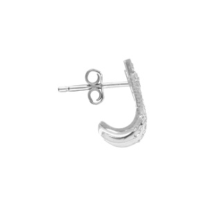 Boucles d\'oreille tige en argent rhodié unitaire trois rangs avec oxydes blancs sertis - Vue 2