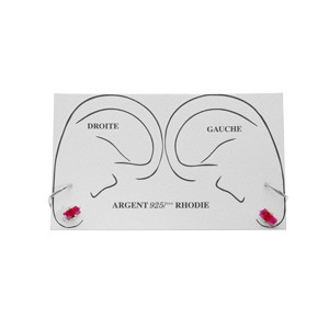 Boucles d\'oreille en argent rhodi enroule avec oxyde rouge - Vue 2