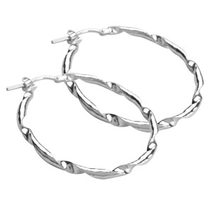 Créoles en argent torsadées large diamètre 34mm - Vue 2