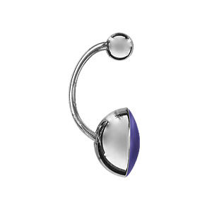 Boucles d\'oreilles duo suspendu en argent rhodié avec petite boule lisse en haut et boule colorée bleu et blanc en bas - Vue 2