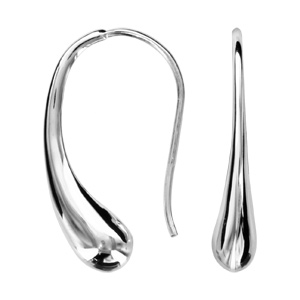 Boucles d\'oreille passantes en argent forme goutte moderne et fermoir crochet - Vue 2