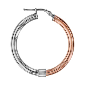 Créoles en argent rhodié et dorure rose demi-jonc - grand modèle - Vue 2