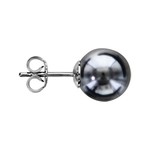 Boucles d\'oreilles en argent avec perle de synthse noire 10mm et fermoir poussette - Vue 2