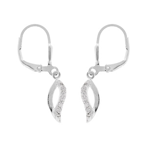 Boucles d\'oreilles en argent rhodi dormeuse vague oxyde blanc serti - Vue 2