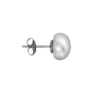 Boucles d\'oreilles en Argent rhodi perle de culture d\'eau douce 10mm et fermoir poussette - Vue 2