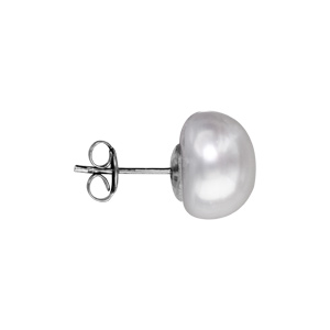 Boucles d\'oreilles en Argent rhodi perle de culture d\'eau douce 12mm et fermoir poussette - Vue 2