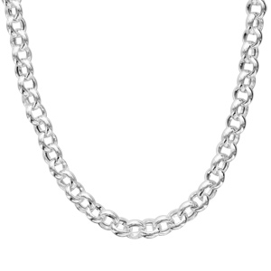 Chaîne en argent rhodié maille jaseron 8mm et fermoir bouée - longueur 46cm - Vue 2