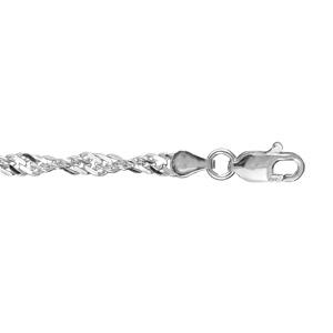 Bracelet en argent chane maille Singapour vrille - longueur 18cm - Vue 2