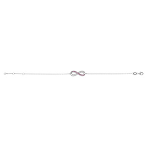 Bracelet en argent rhodié motif infini ajouré avec oxydes rose sertis 16+3cm - Vue 2