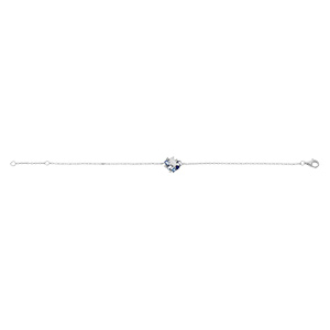 Bracelet en argent rhodié chaîne avec géométrie d\'oxydes bleus et blancs 16+2cm - Vue 2