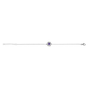 Bracelet en argent rhodi oxyde violet et contour oxydes blancs 16+3cm - Vue 2