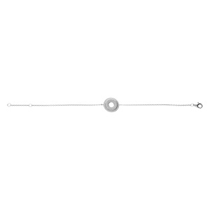 Bracelet en argent rhodi, disque motif soleil vid entourage oxydes blancs 16+2cm - Vue 2