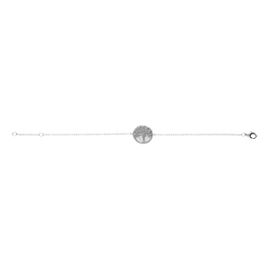 Bracelet en argent rhodi, arbre de vie avec nacre blanche 16+2cm - Vue 2