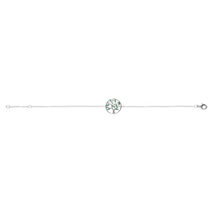 Bracelet en argent rhodi cercle arbre de vie oxydes verts 16+2cm - Vue 2
