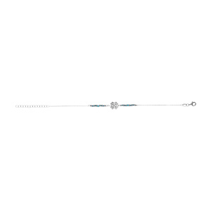 Bracelet en argent rhodié trèfle avec verre bleu 16+3cm - Vue 2